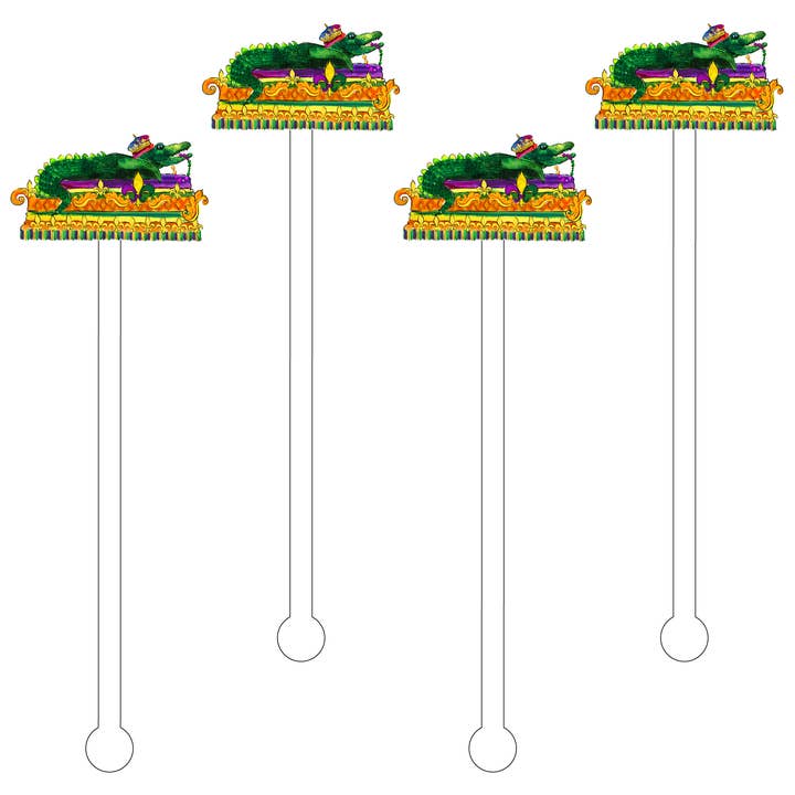 BÂTONNETS À MÉLANGER EN ACRYLIQUE ALLIGATOR MARDI GRAS FLOAT pour la vente par XO ACRYLICS | ACRYLIC STICKS