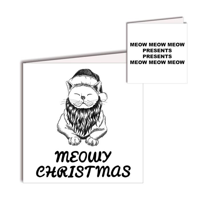 Cartão de férias de Natal Meowy - texto dentro por atacado de All4Pun