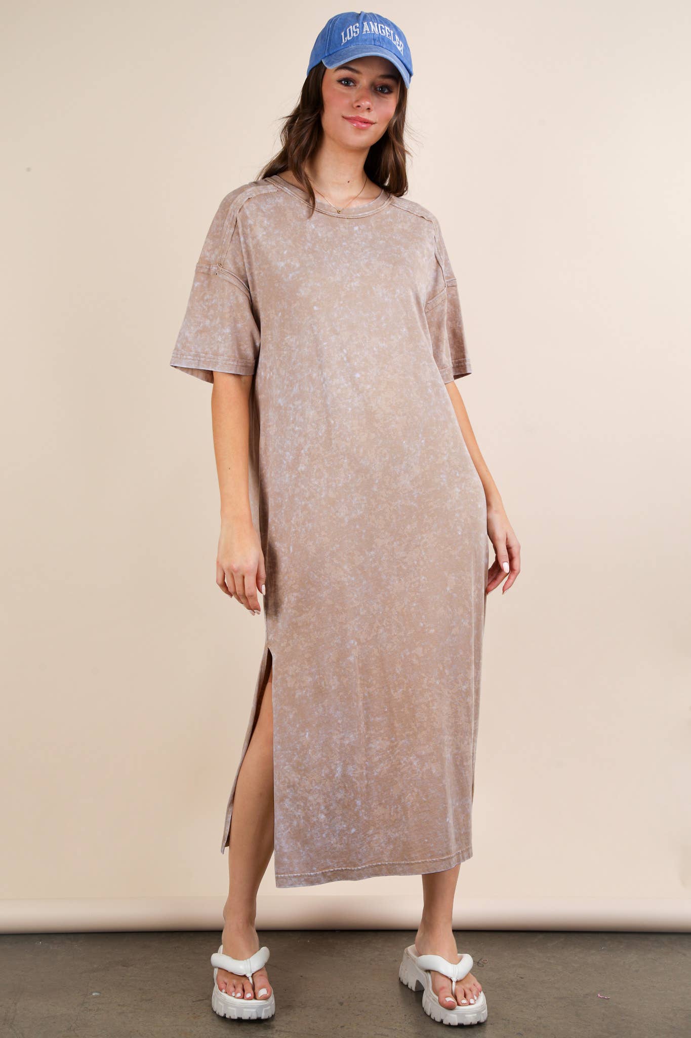 VERY J - Vente Robe – femme - Robe midi décontractée confortable lavée minérale39