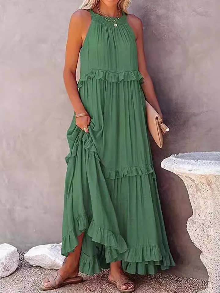 Serenity Collective - Wholesale Dress - Women's - Ruffled Sleeveless Maxi Dress1