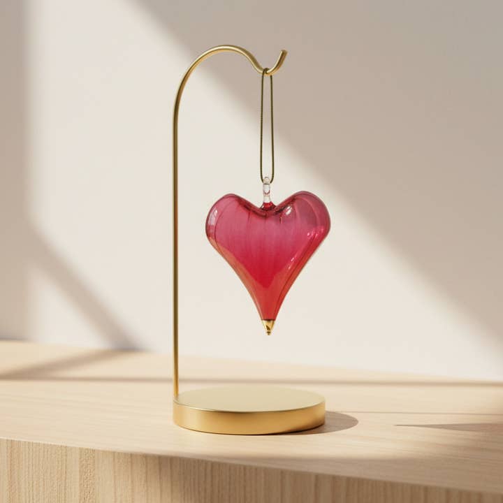 Blown Glass Ornament - Heart: Red for wholesale by Dandarah (Ships from Canada)
