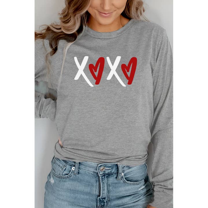 Manica lunga con grafica Heart XOXO per la vendita all'ingrosso da parte di Kissed Apparel