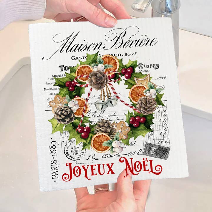 Joyeux Noel svensk disktrasa med julkrans för wholesale av Avery Lane Gifts