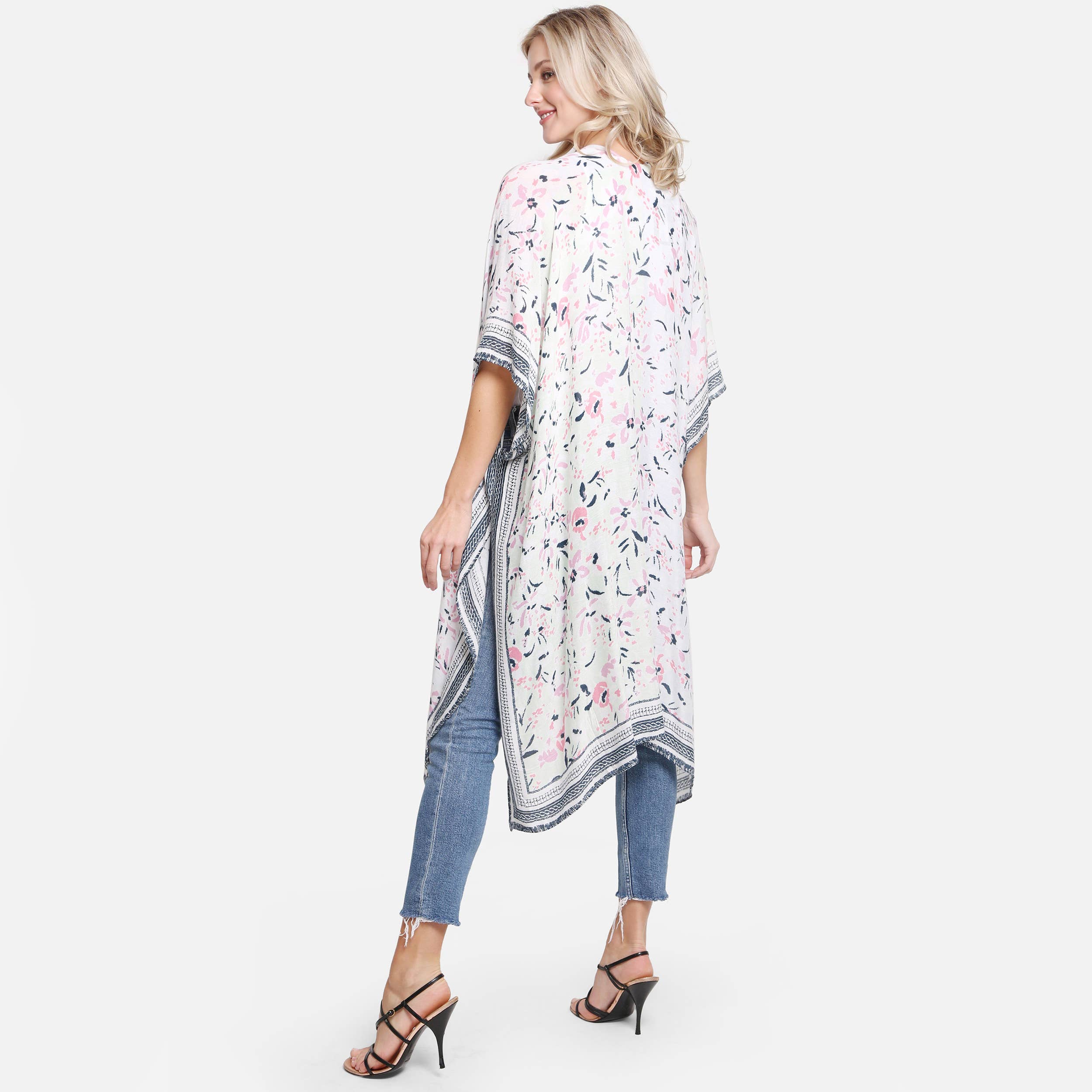 Hana - Vente Kimono – femme - Kimono d'été à imprimé floral multicolore18
