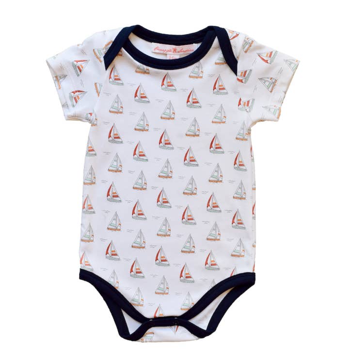 Sailboat Short Sleeve Onesie for wholesale by Pineapple Sunshine
