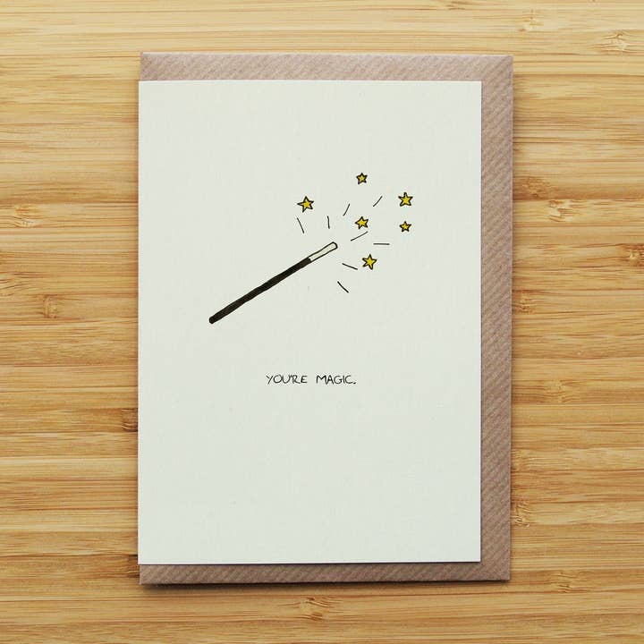 RossJDesigns - Wholesale Everyday Greeting Card - Wand Card - You're Magic - Harry Potter - Recycled Card
