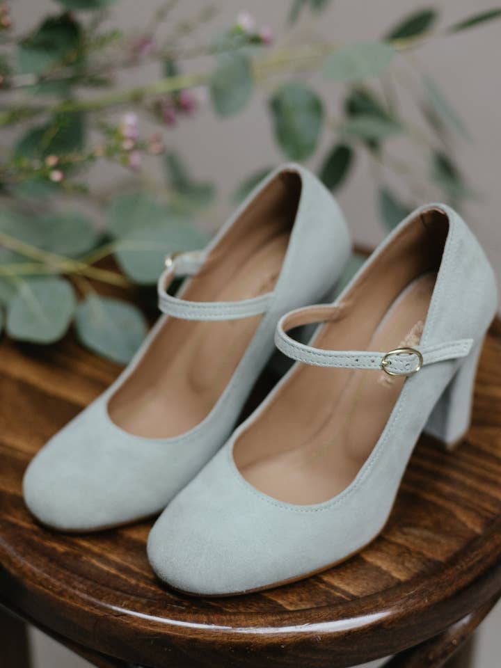 Handgjorda mockaklackar (8 cm) - Luna - Salvia 35-42 för wholesale av MIUMMASH DAMIAN TOMZIK