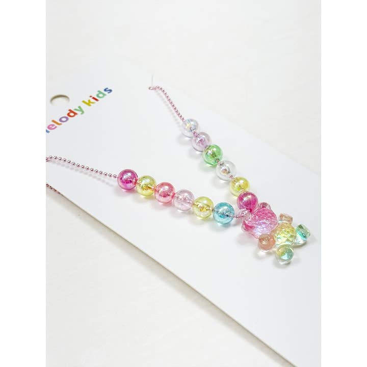 MULTI Kids Colorful Teddy Bear Beaded Necklace for wholesale on Faire