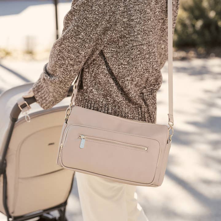 OiOi - Wholesale Diaper Bag - Baby - Multitasker Pram Caddy 2.0 - Oat Vegan Leather1