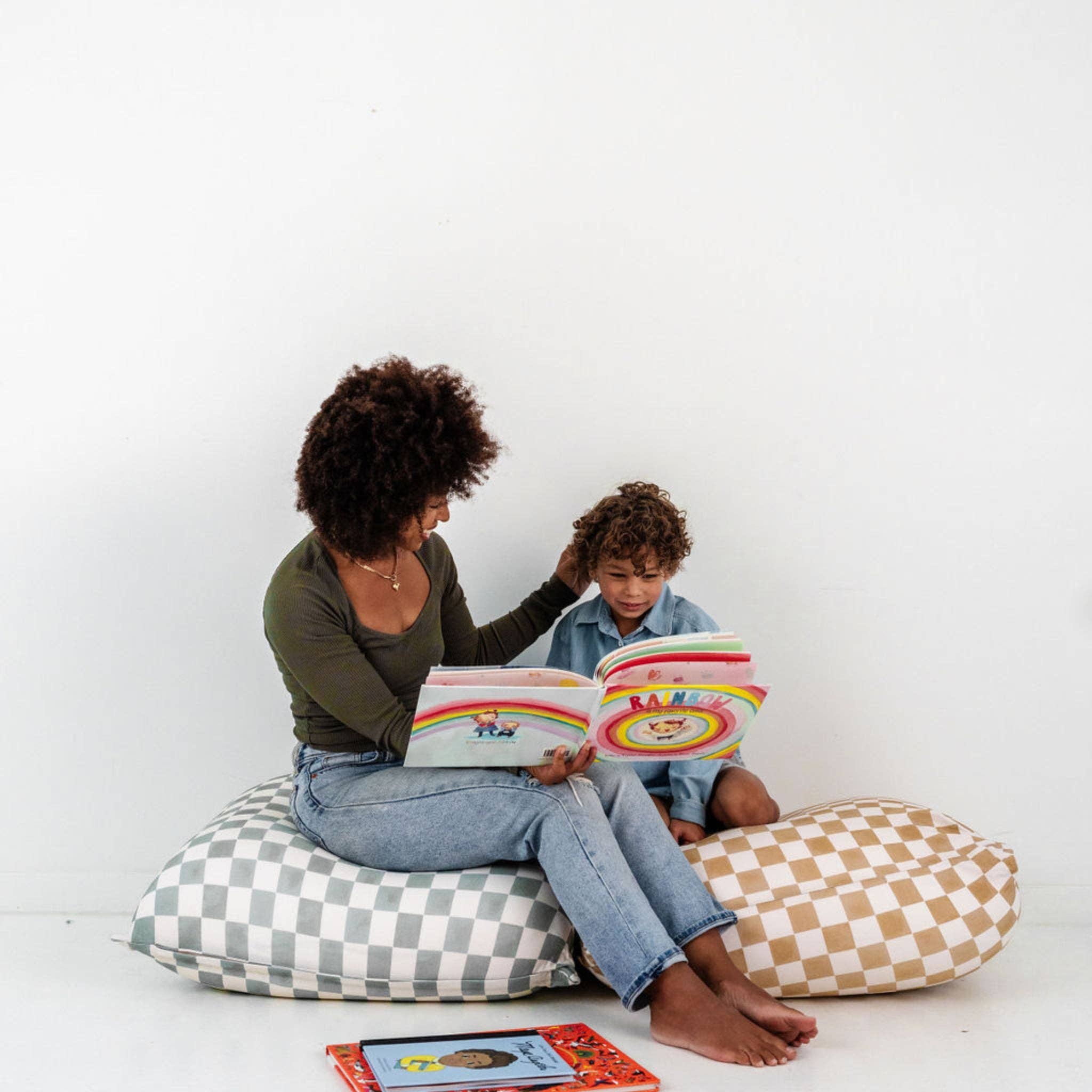 Toki Kids – wholesale Chair cushion – Checker Toffee Bean Bag3