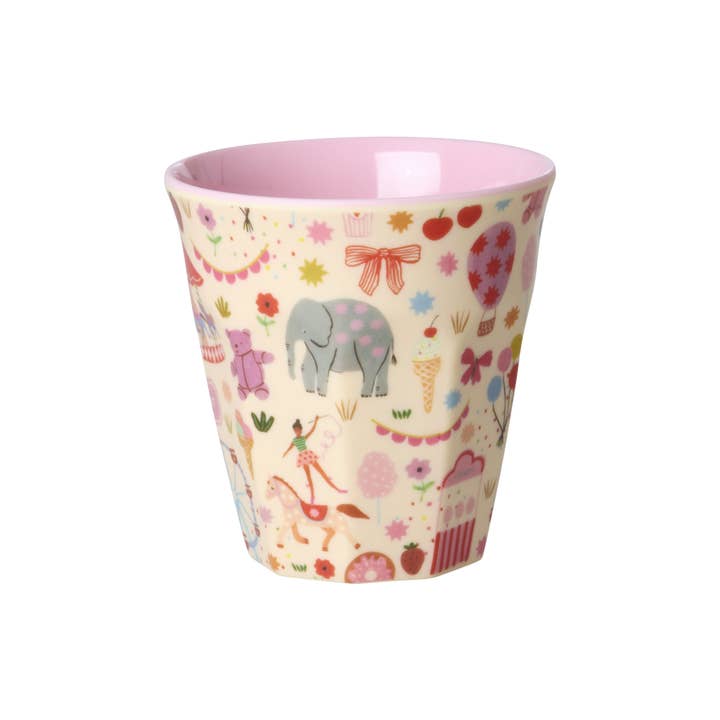RicebyRice - Wholesale Drinking Glass/Cup - Kids & Baby - Kids Melamine Cup - Small - Fun Fair Pink Print - 5.4oz - PRE ORDER NOW; SHIPS EARLY APRIL