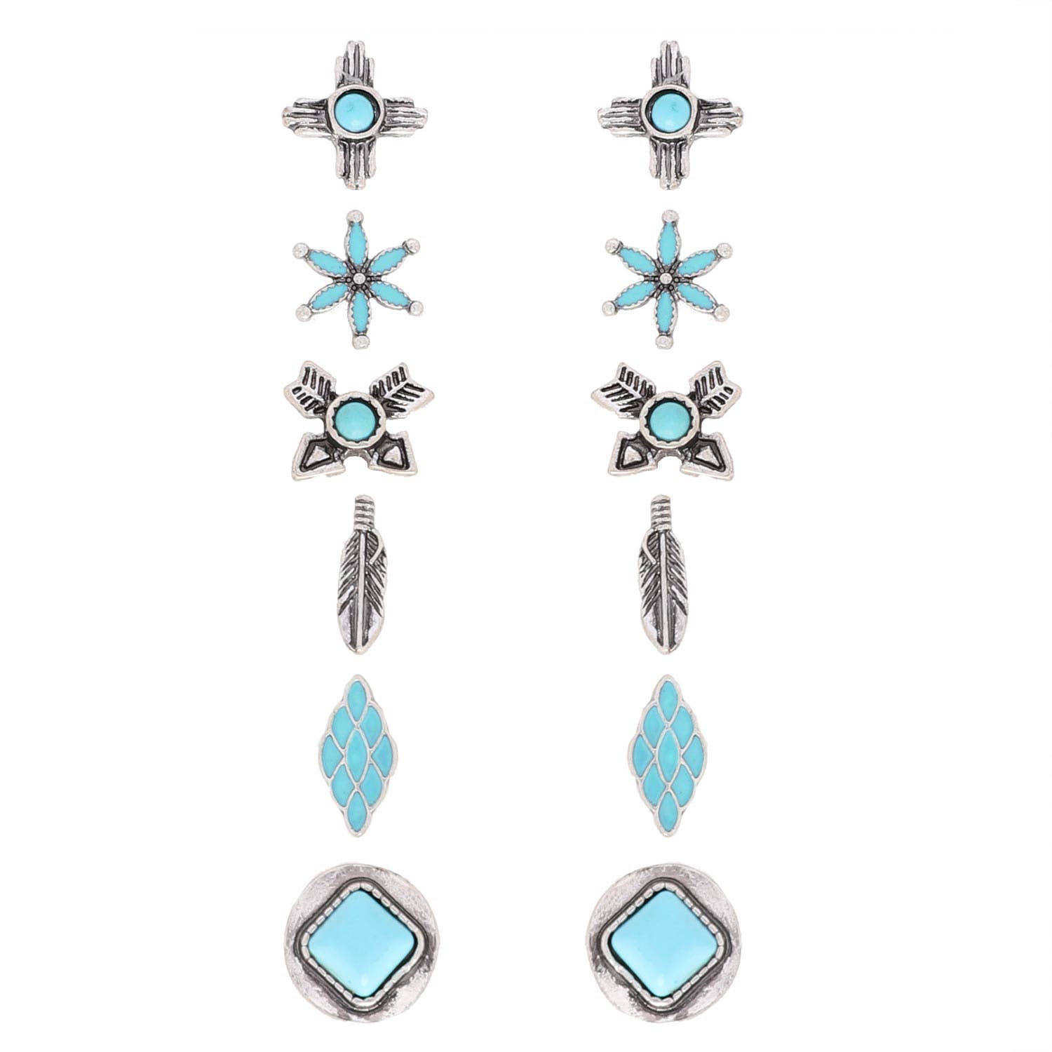 SP Sophia Collection - Wholesale Stud/Post Earrings - 6 pair Western Earrings Set1