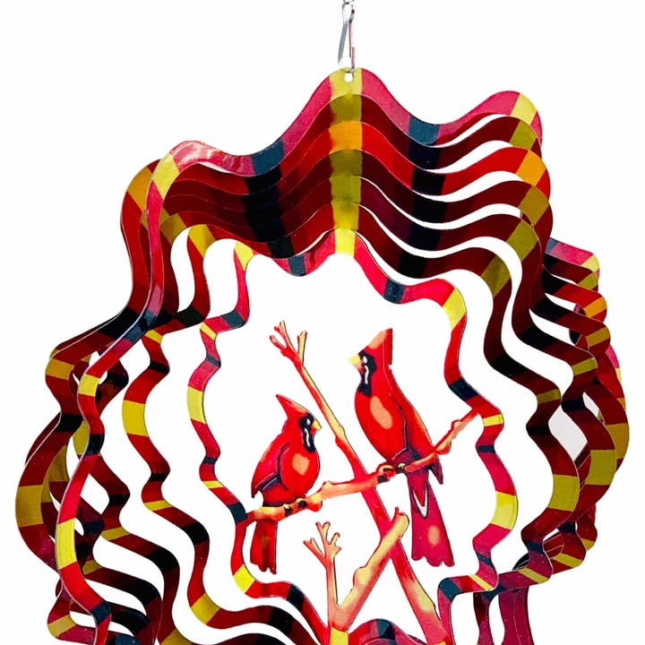 Éolienne dans boîte cadeau - Décoration 3D suspendue pour intérieur et extérieur, jardin - Mandala - Cardinaux - Rouge, Noir, Jaune - 12 pouces - Idée cadeau unique pour hommes et femmes, souvenir, présent pour la vente par Dundee Deco