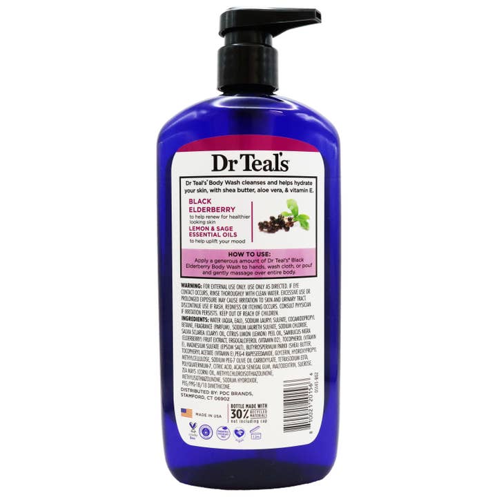 KT Supply – wholesale Body wash/shower gel – Dr Teals Body Wash Black Elderberry 24 Oz.1
