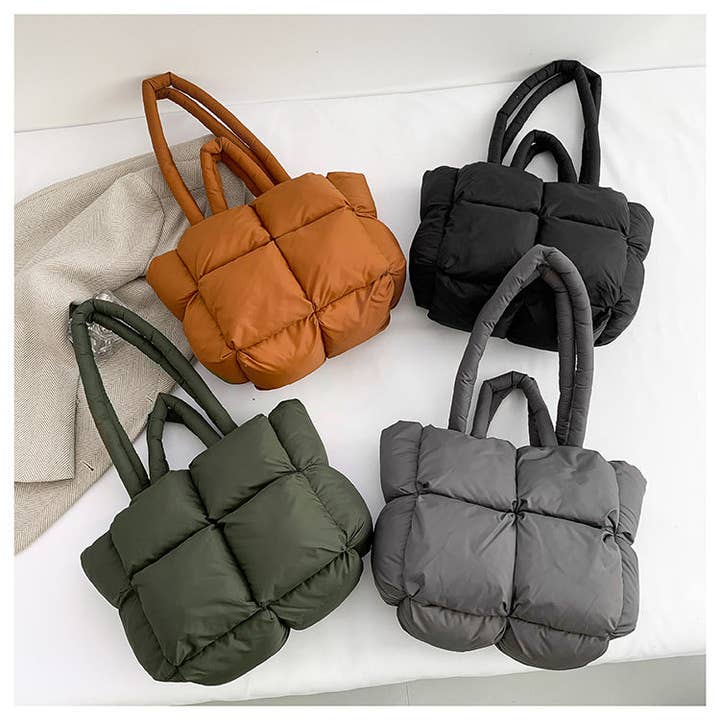 Dipped Shop - Wholesale Tote Bag - Women's - Simple Puffer Tote Bag Solid Color Soft Handbag DP8091