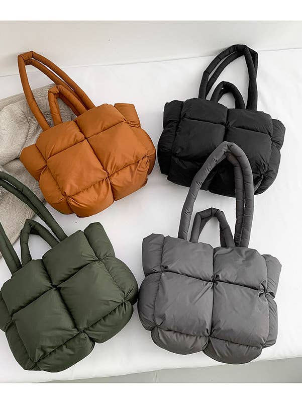 Simple Puffer Tote Bag Solid Color Soft Handbag DP8091 for wholesale by Dipped Shop