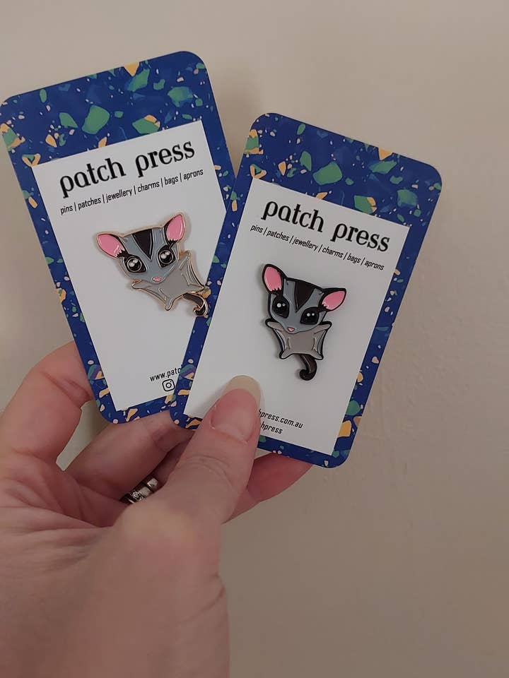 Sugar Glider emaille pin voor wholesale door Patch Press