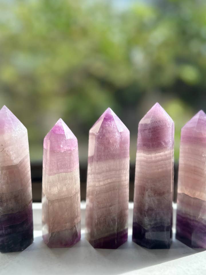 Large Natural Purple Fluorite Tower Energy Healing & Chakra Balancing, Christmas Crystal Gift for wholesale by Moon Rituals