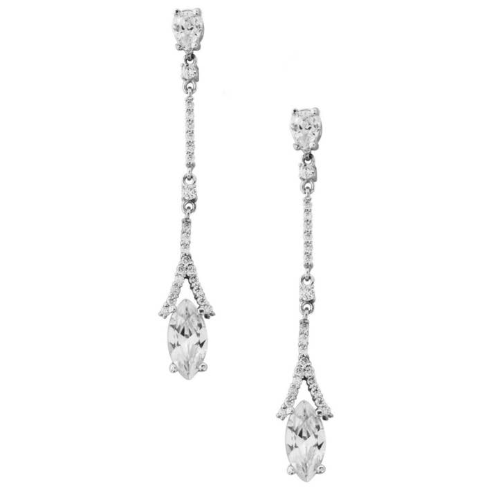 Athena Bridal Jewellery - Wholesale Dangle earrings - CZ COLLECTION - DAINTY SPARKLE EARRINGS - CZER374 SILVER4