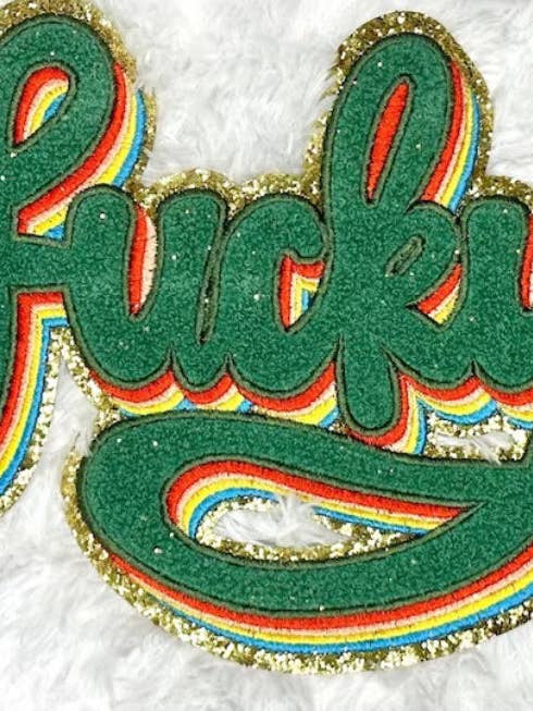Parche termoadhesivo Lucky Rainbow de chenilla y purpurina, parche para el Día de San Patricio, parche para bricolaje. para venta al por mayor de sequinandstiches