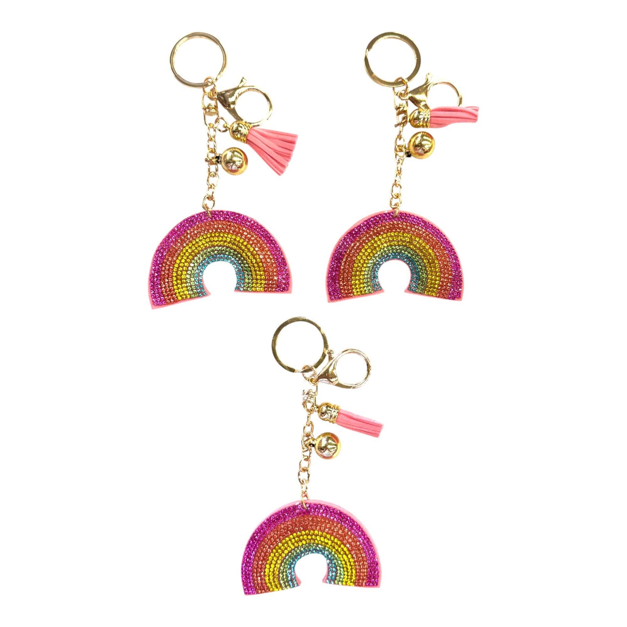 ONE COLOR Rhinestone Rainbow Key Chain KC301-19. (12PC) for wholesale on Faire6