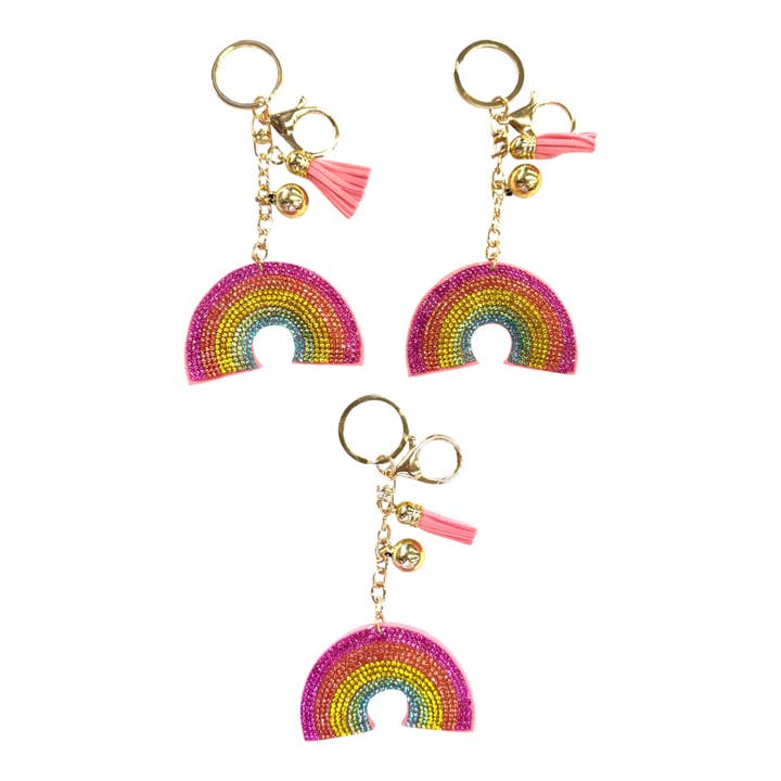 ONE COLOR Rhinestone Rainbow Key Chain KC301-19. (12PC) for wholesale on Faire6