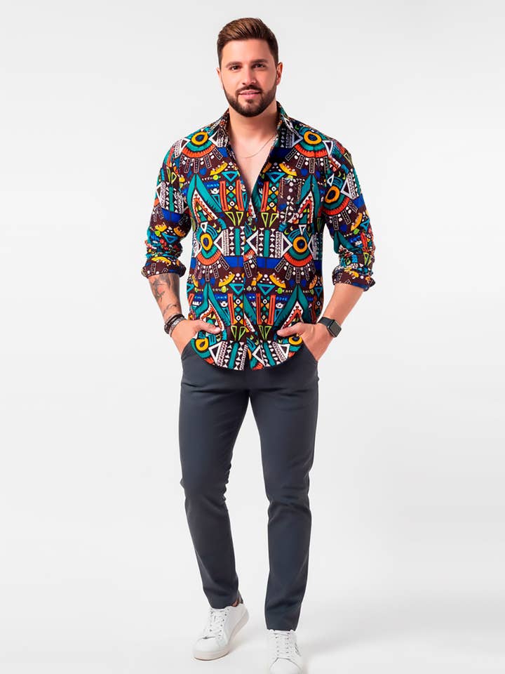 AFRICAN ANKARA SHIRT, African Mens Wear,Tribal Men Clothing for wholesale by SUESES