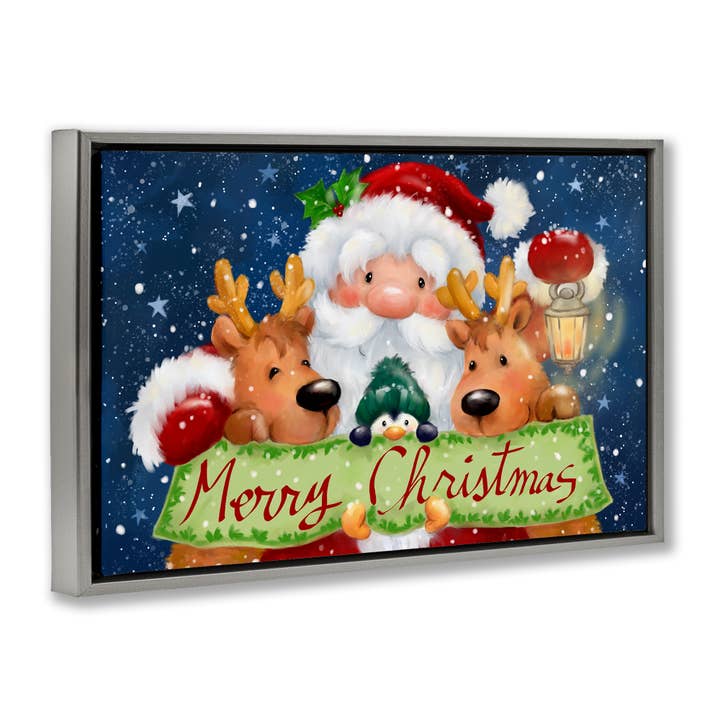 Stupell Industries - Wholesale Christmas Wall Art - Santa with Lantern Christmas Floater Framed Art Holiday35