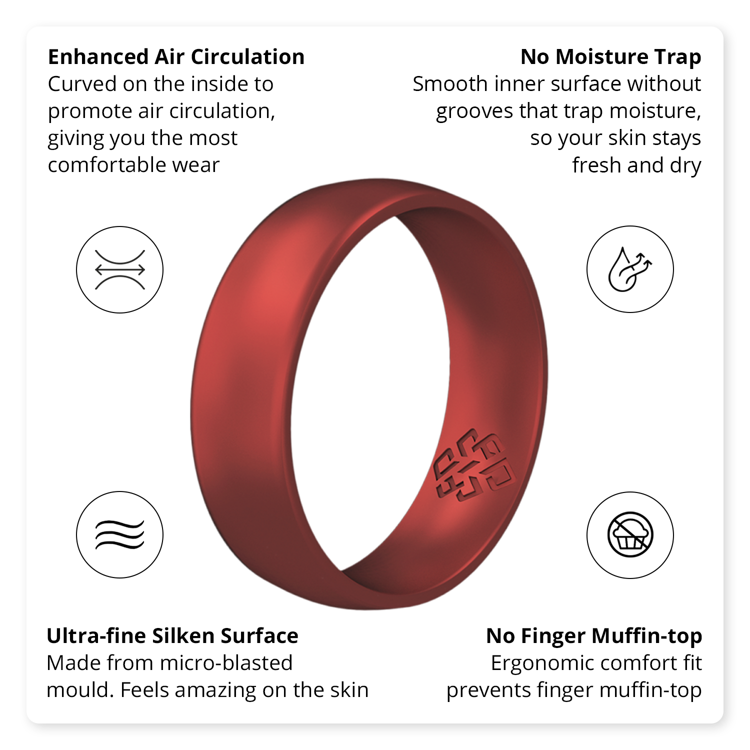 Knot Theory Silicone Ring - Wholesale Band/Stacked Ring - Knot Theory Satin Chrome Red Arc Comfort Fit1