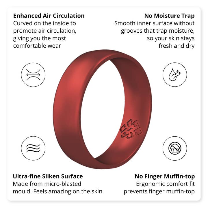 Knot Theory Silicone Ring - Wholesale Band/Stacked Ring - Knot Theory Satin Chrome Red Arc Comfort Fit1