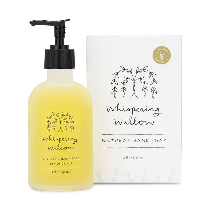 Lemongrass Hand Soap - 8oz Glass Bottle for wholesale by Whispering Willow