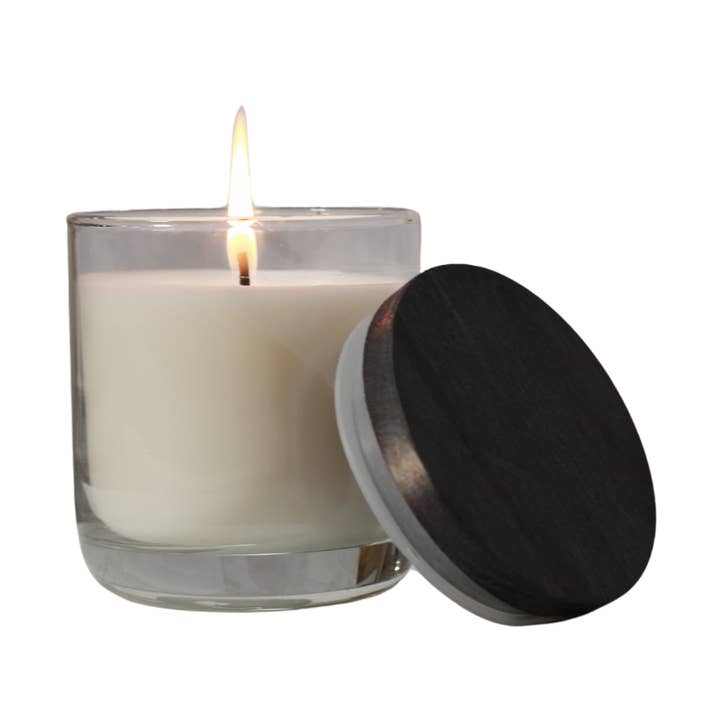 Candele di Soia Vuote | Aggiungi le Tue Etichette | Trasparente 8oz. | Coperchio Nero per la vendita all'ingrosso da parte di The Rustic House
