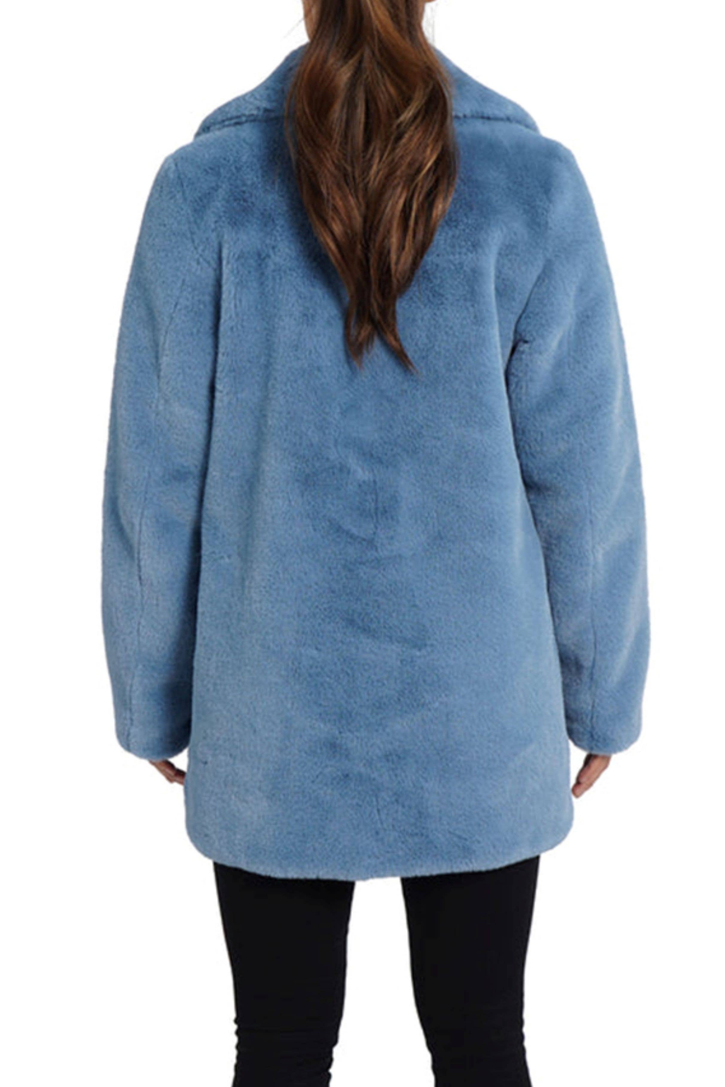 BLUE Love Token Mid-Length Faux Fur Jacket for wholesale on Faire1