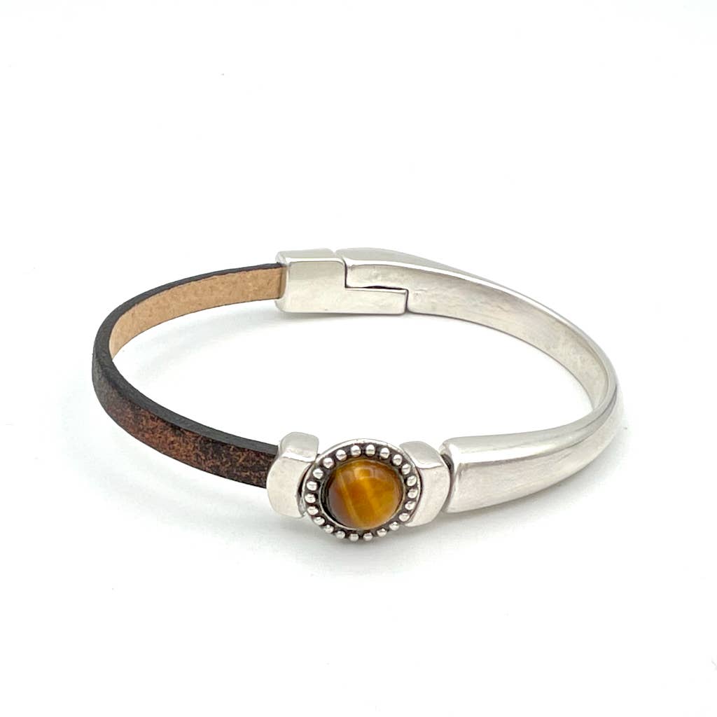 Montana Leather Designs - Wholesale Cuff Bracelet - MG Gemstone Magnetic Half Cuff2