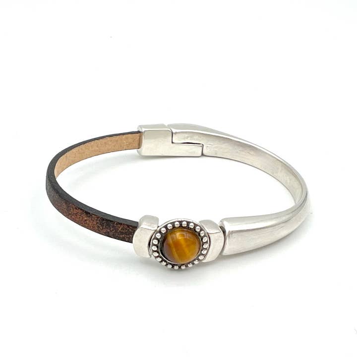 Montana Leather Designs - Wholesale Cuff Bracelet - MG Gemstone Magnetic Half Cuff2