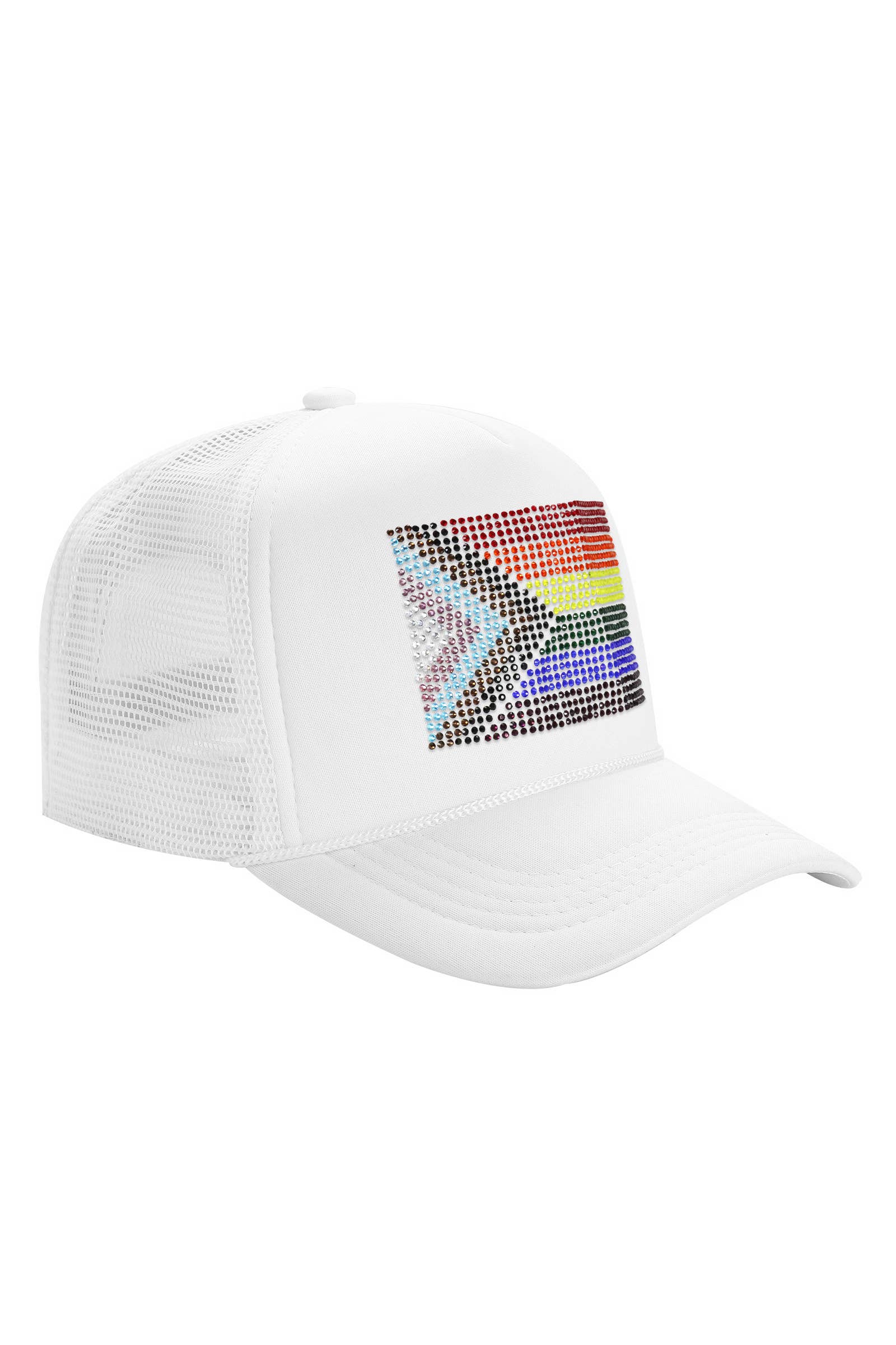 Cap Zone - Wholesale Trucker Hat - Unisex - Bling Rainbow Pride Flag Sponge Trucker Hat22