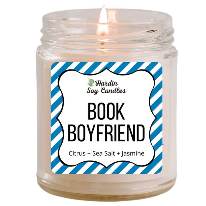 Hardin Soy Candles/Peoria Book Rack – wholesale Jar/filled candle – Book Boyfriend Soy Candle