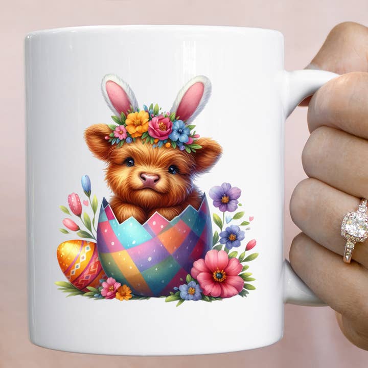 Hello Gorgeous Mugs - Wholesale Coffee mug - Baby Cow In A Cracked Egg Easter Mug