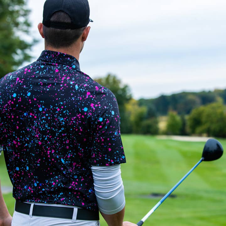 Shank It Golf - Wholesale Polo - Men's - Paint Splatter Polo Black