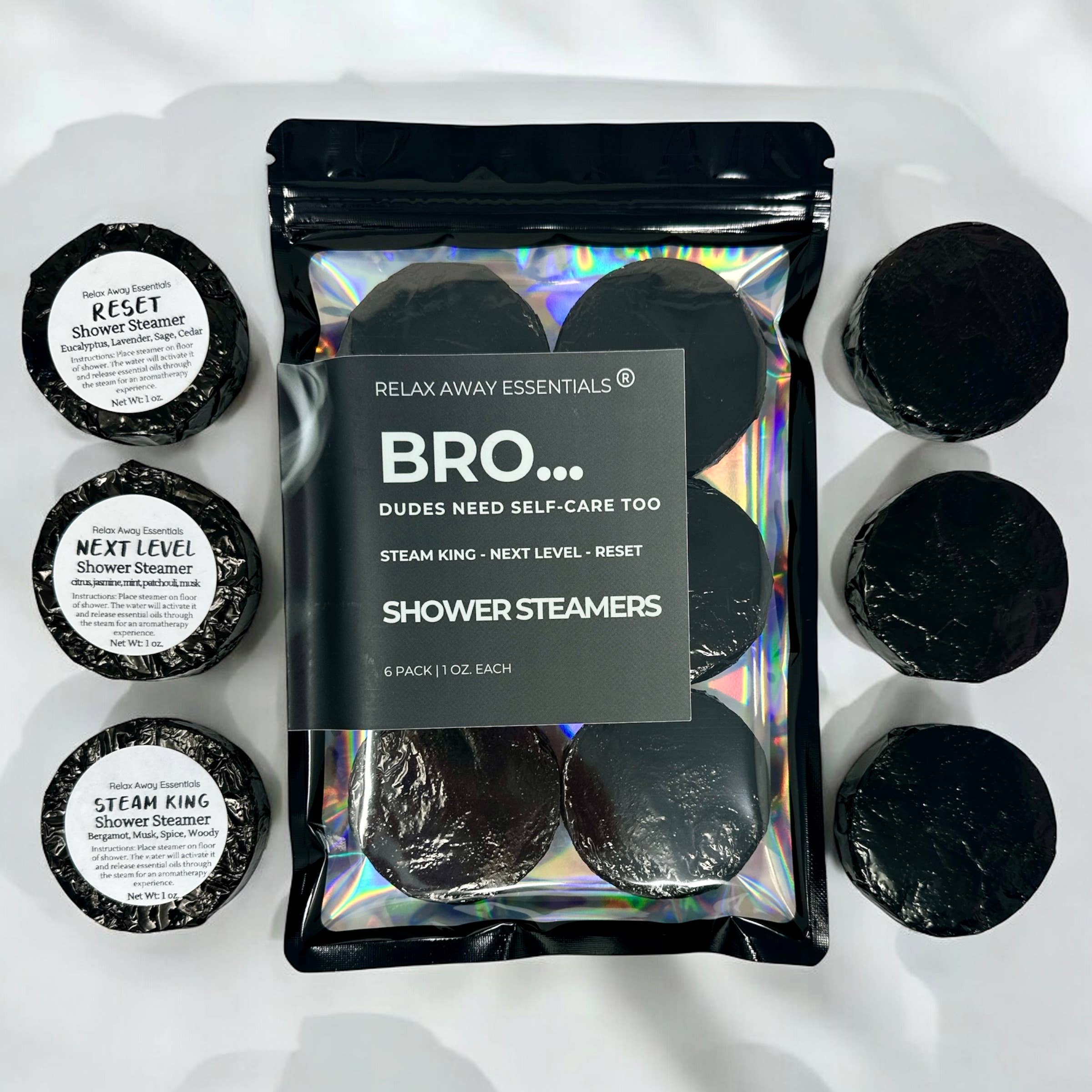 Relax Away Essentials - Wholesale Shower Steamer/Bomb - Bro... Dudes Need Self-Care Too Shower Steamers 6 Pack 1