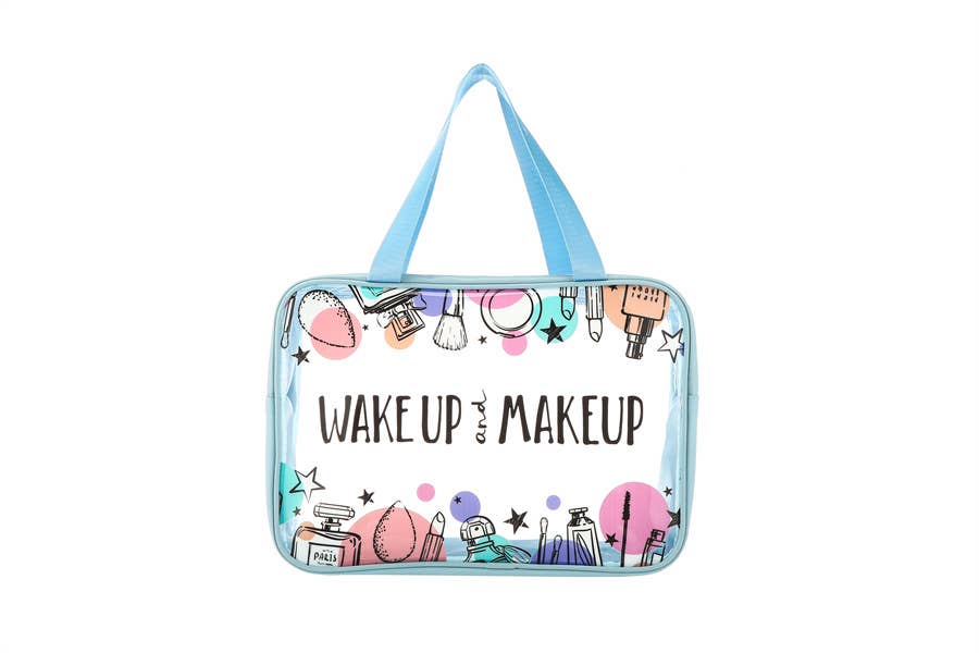 Nima Accessories Inc - Wholesale Makeup/Cosmetic Bag - Ladies Make Up Themed Printed Clear Hand Bag2