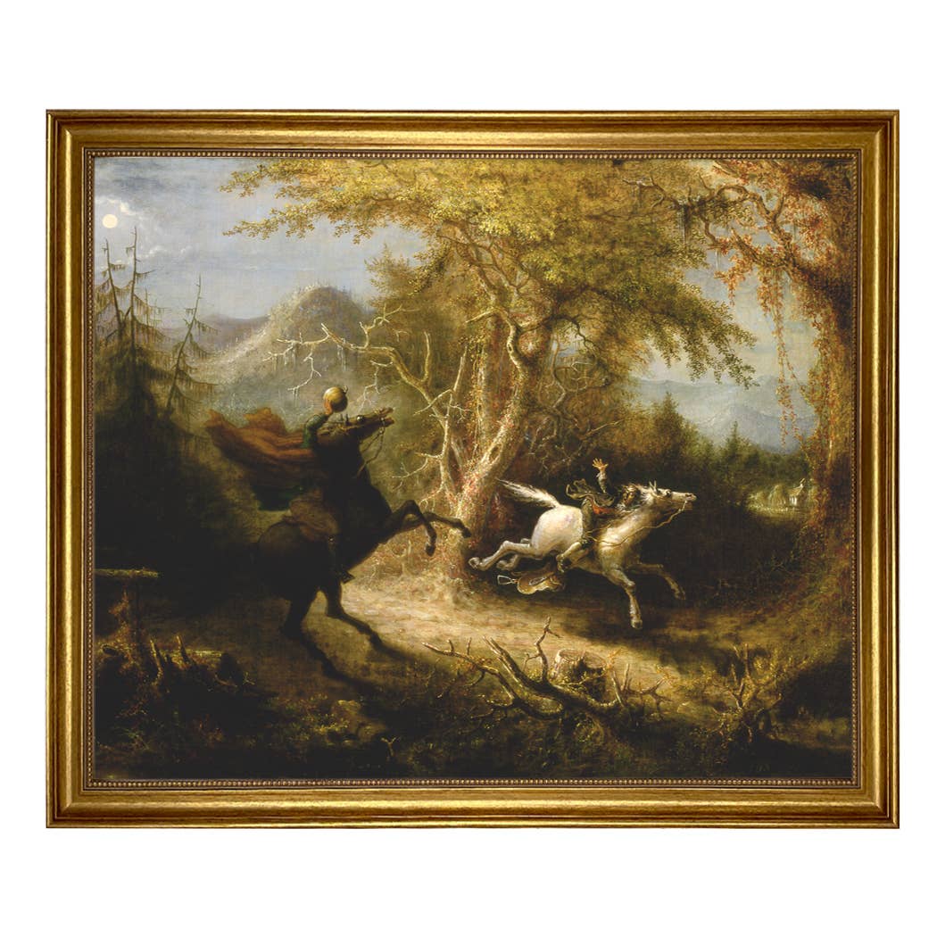 Madison Bay Co. - Historical Home Decor Reproductions - Wholesale Schilderen/Tekenen - Schilderijafdruk van de Ruiter zonder Hoofd die Ichabod Crane Achtervolgt5