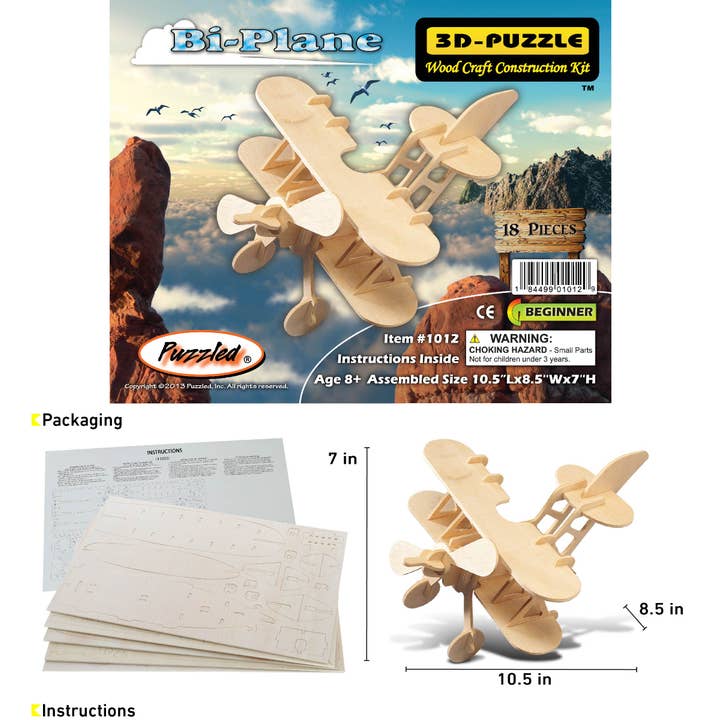 Cota Global - Wholesale Puzzle - Kids - 3D Puzzles - Bi- Plane1