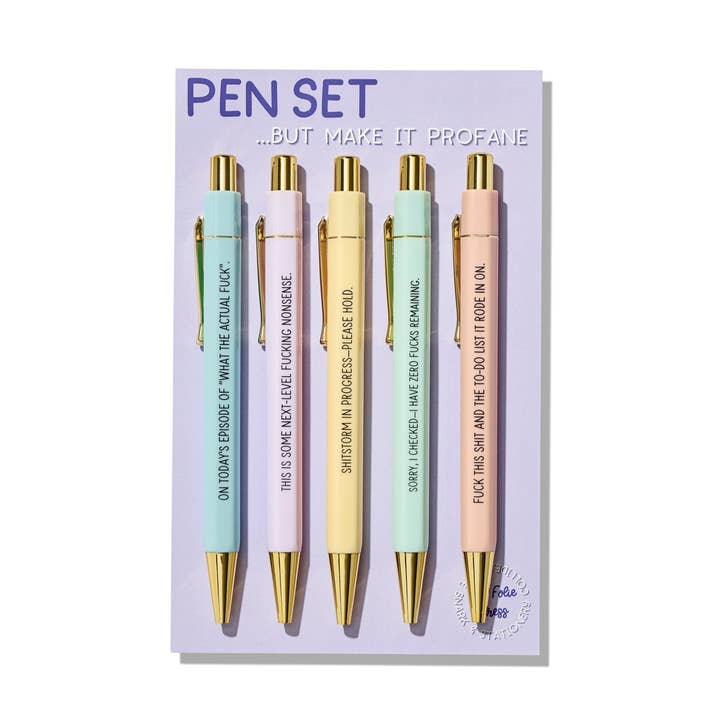 La Folie Press - Wholesale Pen - Profane Pens - Set of 5 Funny Swearing Ballpoint Pens