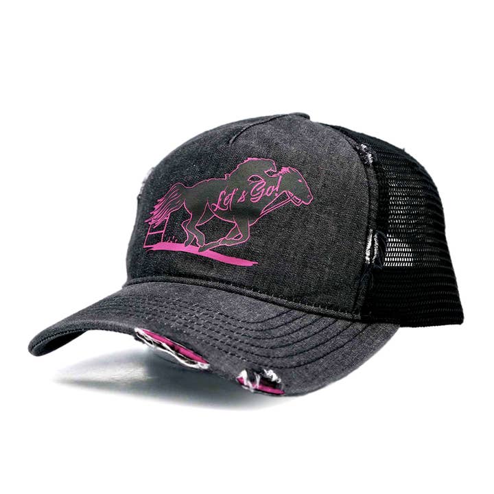 Western Express - Wholesale Trucker Hat - Women's - Black Denim "Let's Go" Trucker Cap1