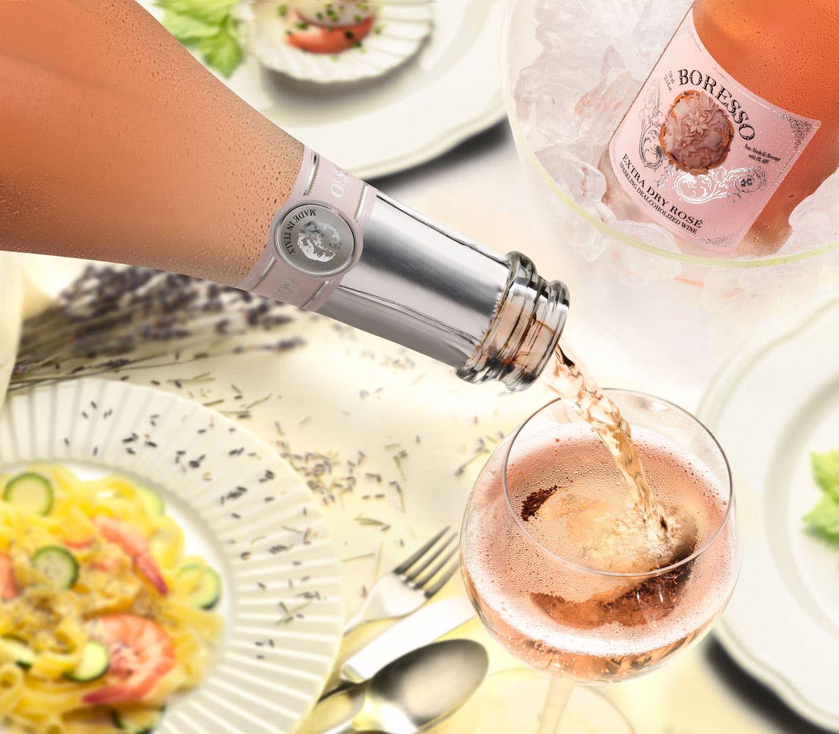 International Loft - Wholesale Non-Alcoholic Spirits/Wine/Beer - Boresso Rosé Sparkling Non-Alcoholic Wine With Gift Box3