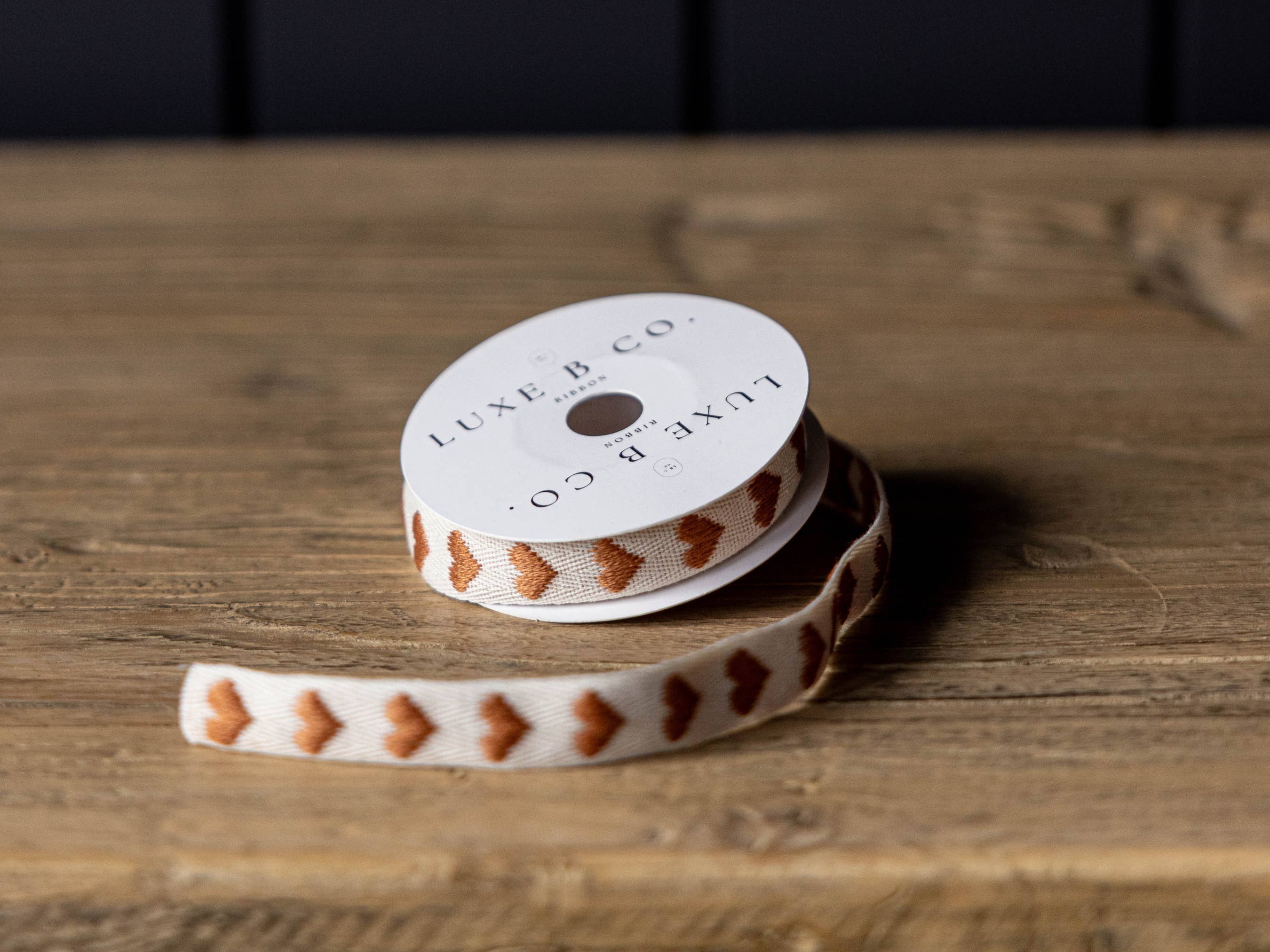 Luxe B Co - Wholesale Ribbon - Gift Wrapping - Ribbon Hearts Light Brown Holiday Decor