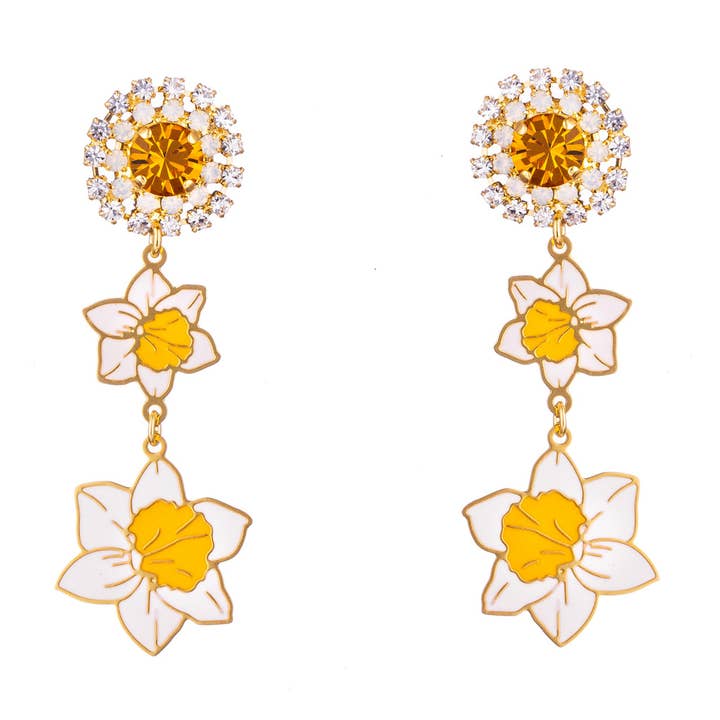 Boucles d'oreilles Flower Narcissus pour la vente par Principessa Glam