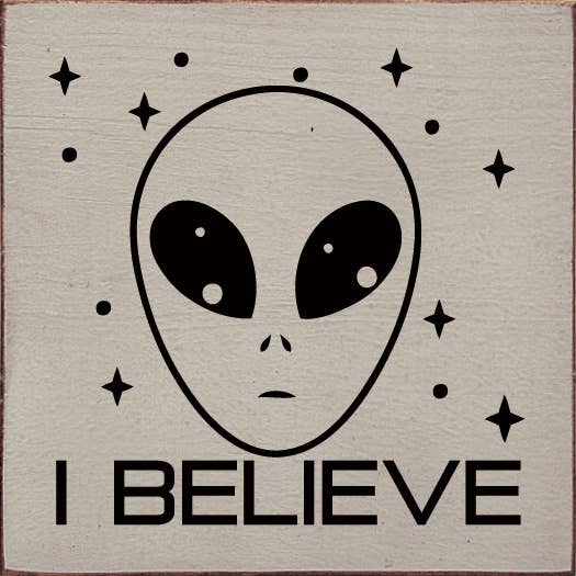 SAWDUST CITY – wholesale Sign – I believe (Alien) Sawdust City Wood Sign3