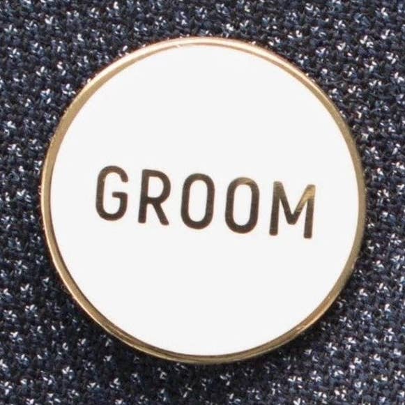 Round Groom Pin for wholesale by Palm and Posy